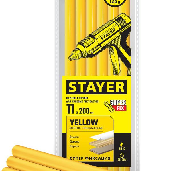 Клеевые стержни желтый/бумага,дерево/11х200мм 6шт/STAYER "MASTER"/2-06821-Y-S06